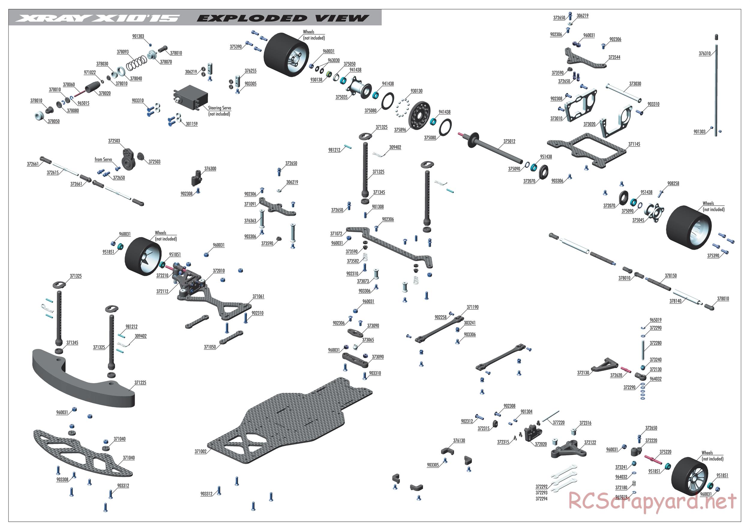 Xray - X10 2015 Specs (X10'15) - Exploded View