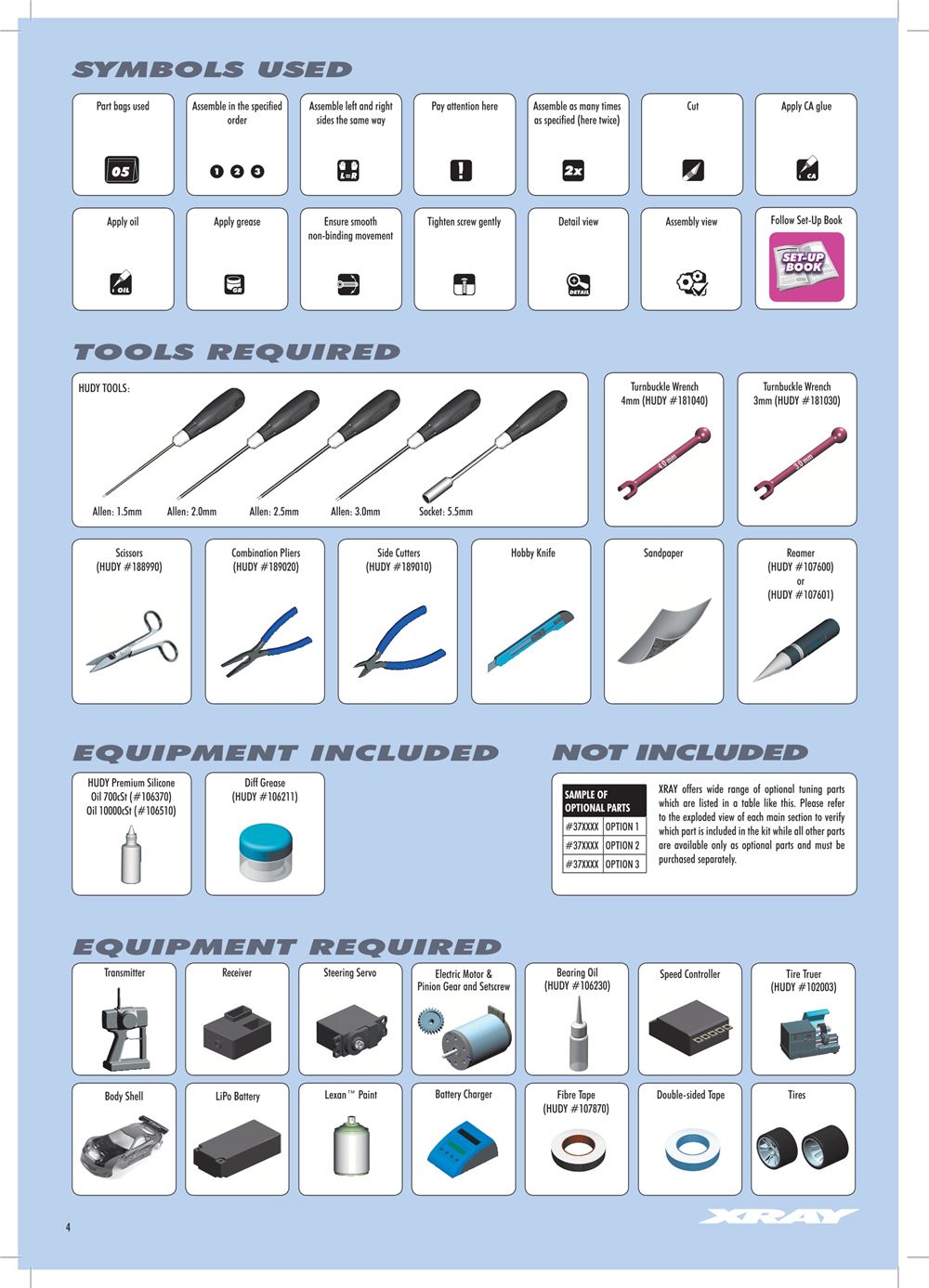 Xray - X10 2016 Specs (X10'16) - Manual - Page 4