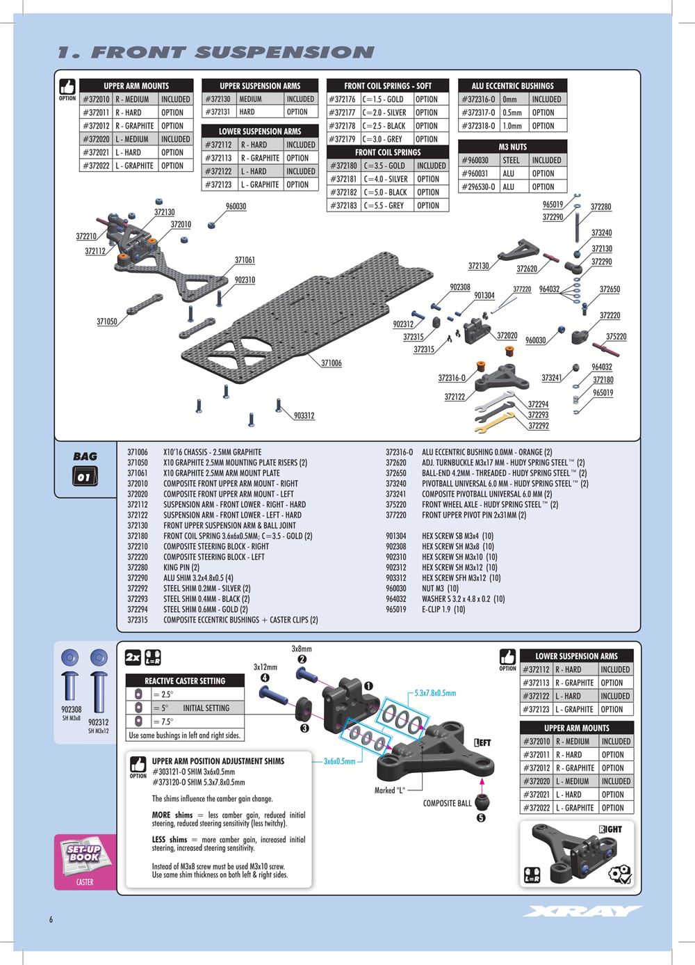 Xray - X10 2016 Specs (X10'16) - Manual - Page 6