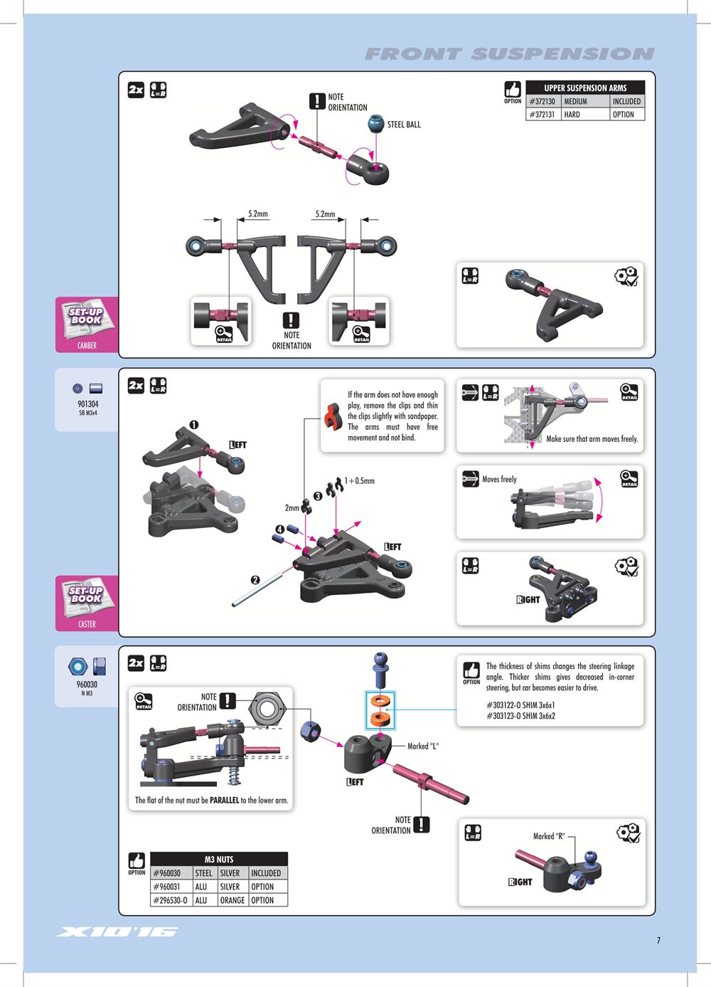 Xray - X10 2016 Specs (X10'16) - Manual - Page 7