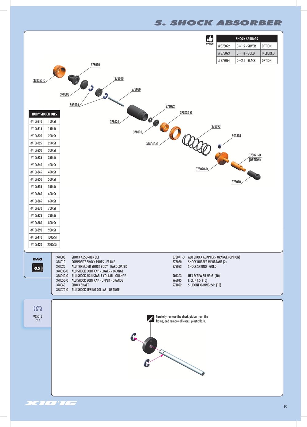 Xray - X10 2016 Specs (X10'16) - Manual - Page 15