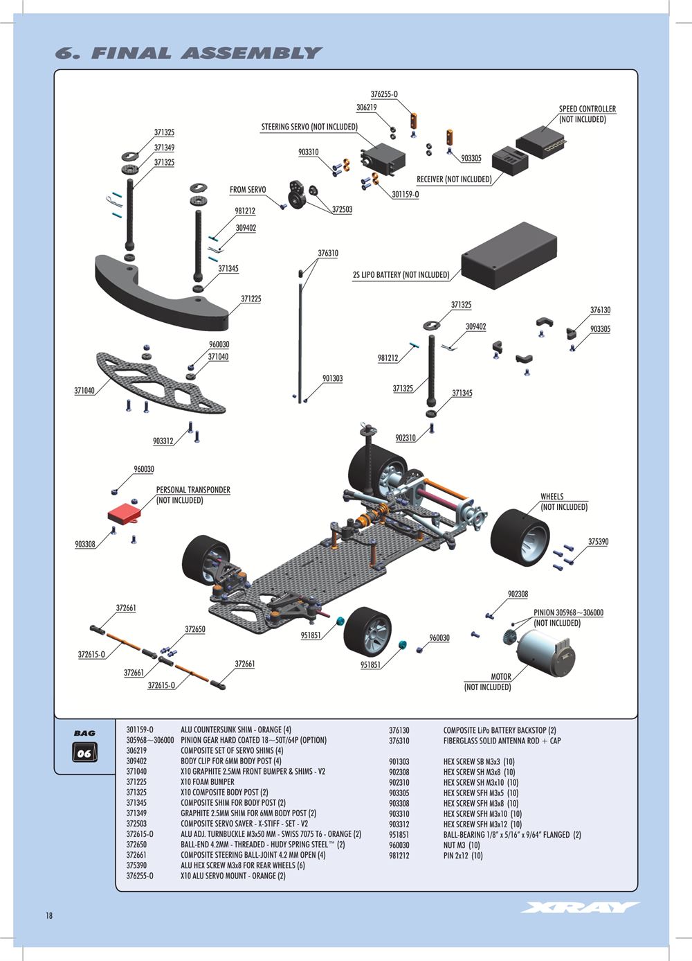 Xray - X10 2016 Specs (X10'16) - Manual - Page 18
