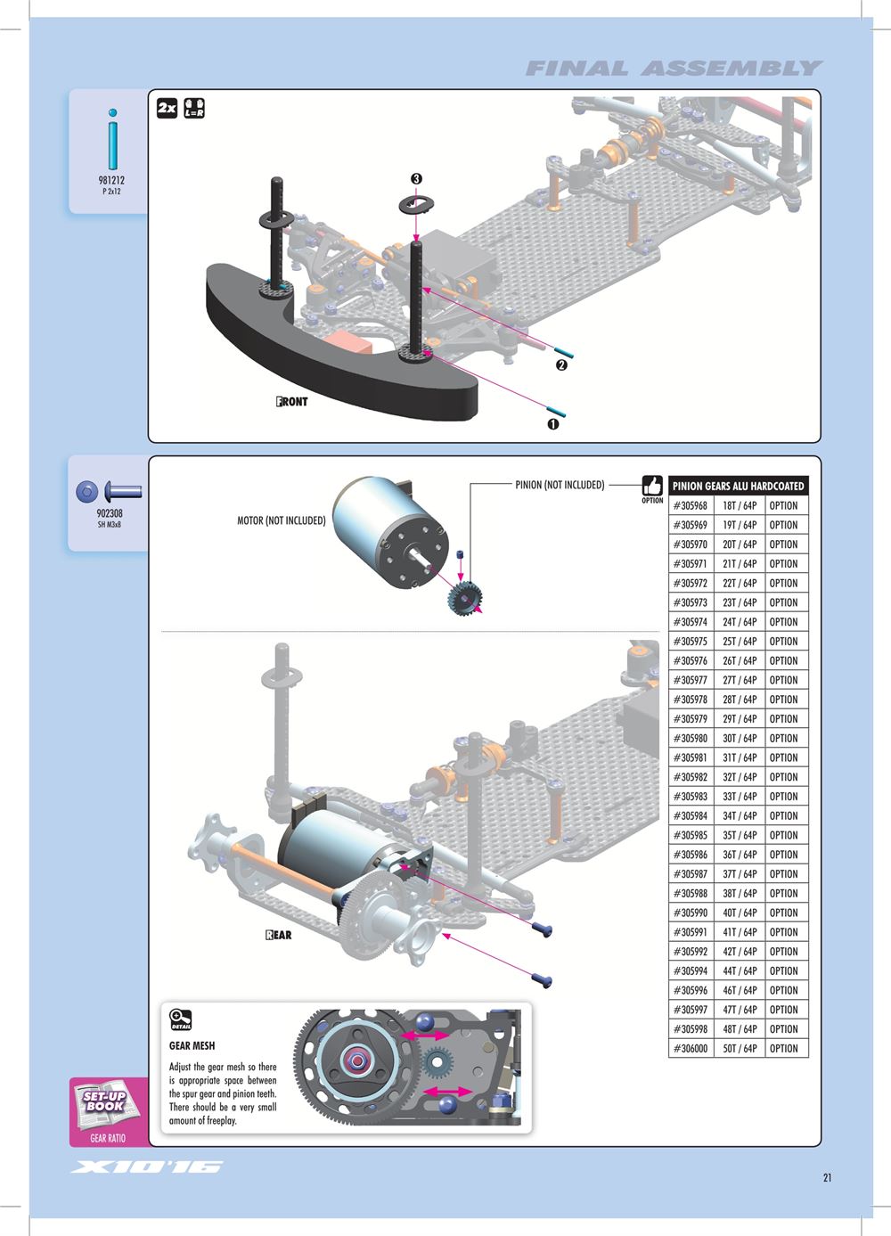Xray - X10 2016 Specs (X10'16) - Manual - Page 21