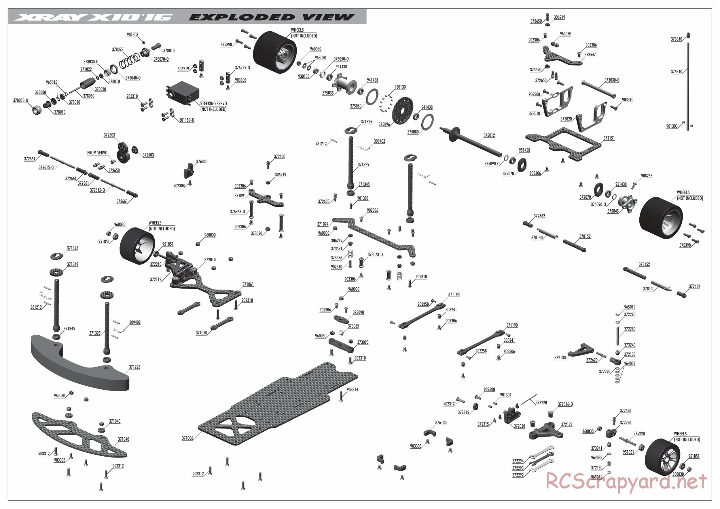 Xray - X10 2016 Specs (X10'16) - Exploded View