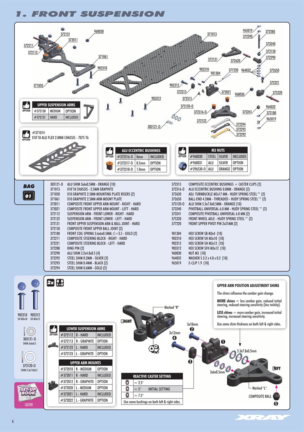 Xray - X10 2018 Specs (X10'18) - Manual - Page 6
