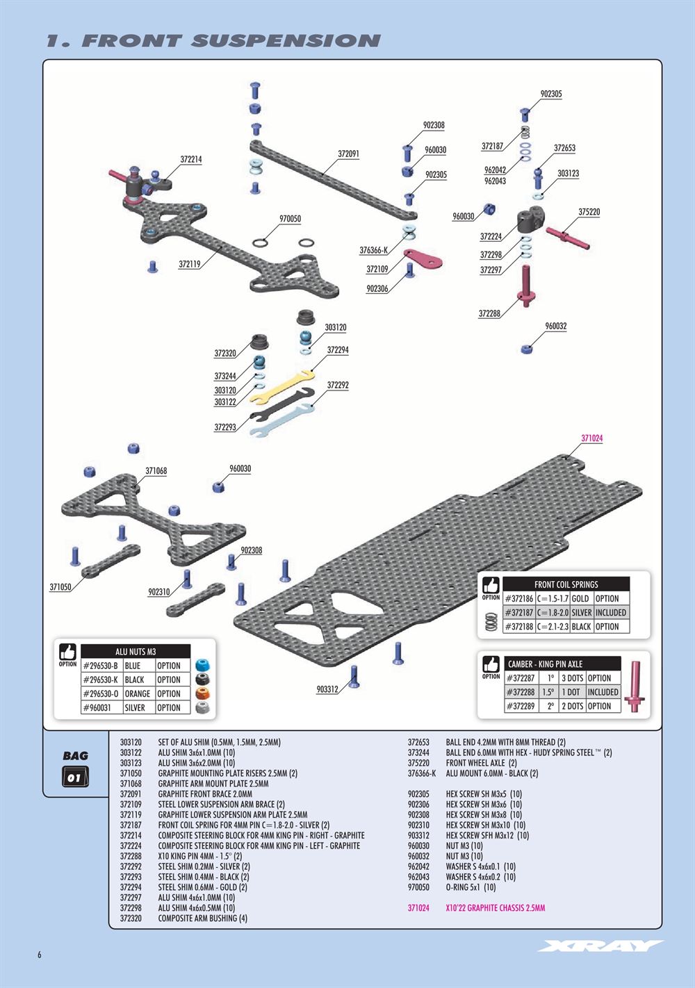 Xray - X10 2022 Specs (X10'22) - Manual - Page 6