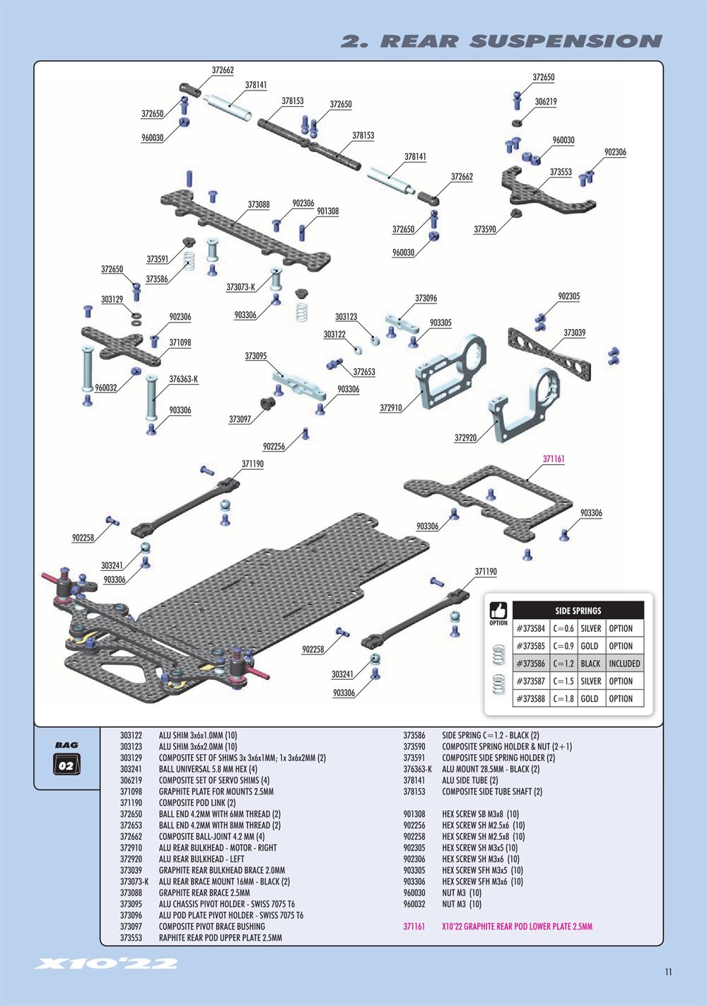 Xray - X10 2022 Specs (X10'22) - Manual - Page 11
