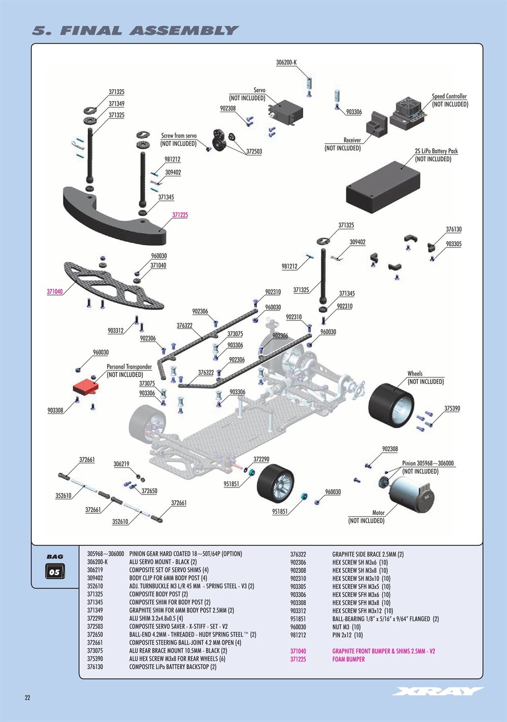 Xray - X10 2022 Specs (X10'22) - Manual - Page 22