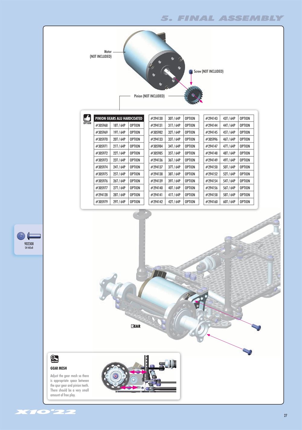 Xray - X10 2022 Specs (X10'22) - Manual - Page 27
