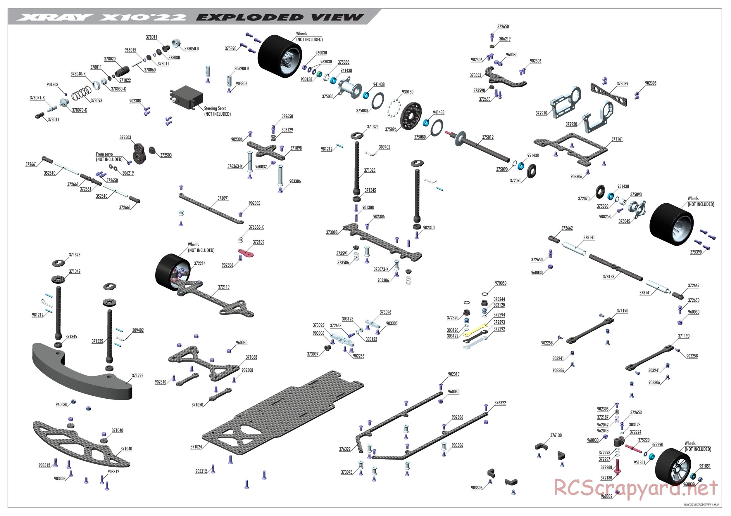 Xray - X10 2022 Specs (X10'22) - Exploded View