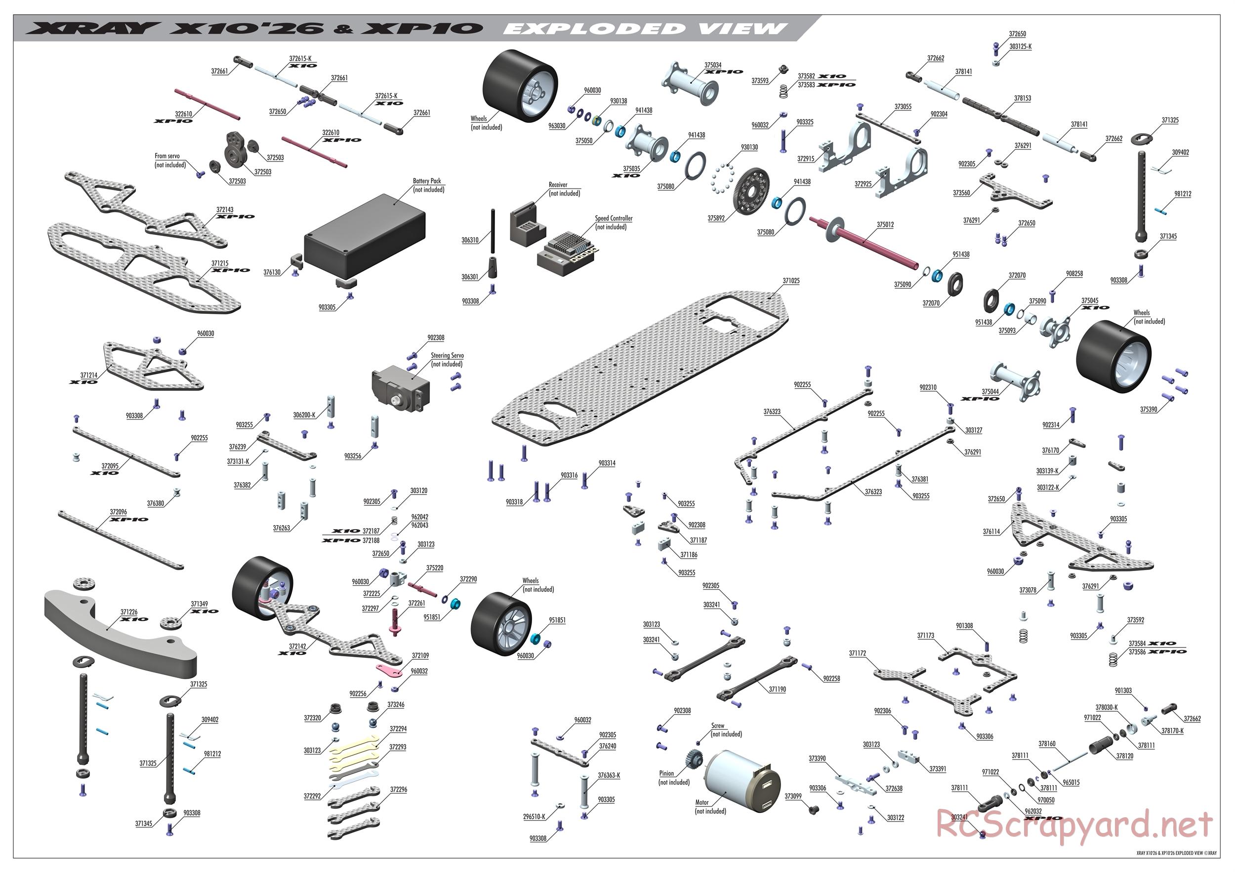 Xray - X10 2026 Specs (X10'26) - Exploded View