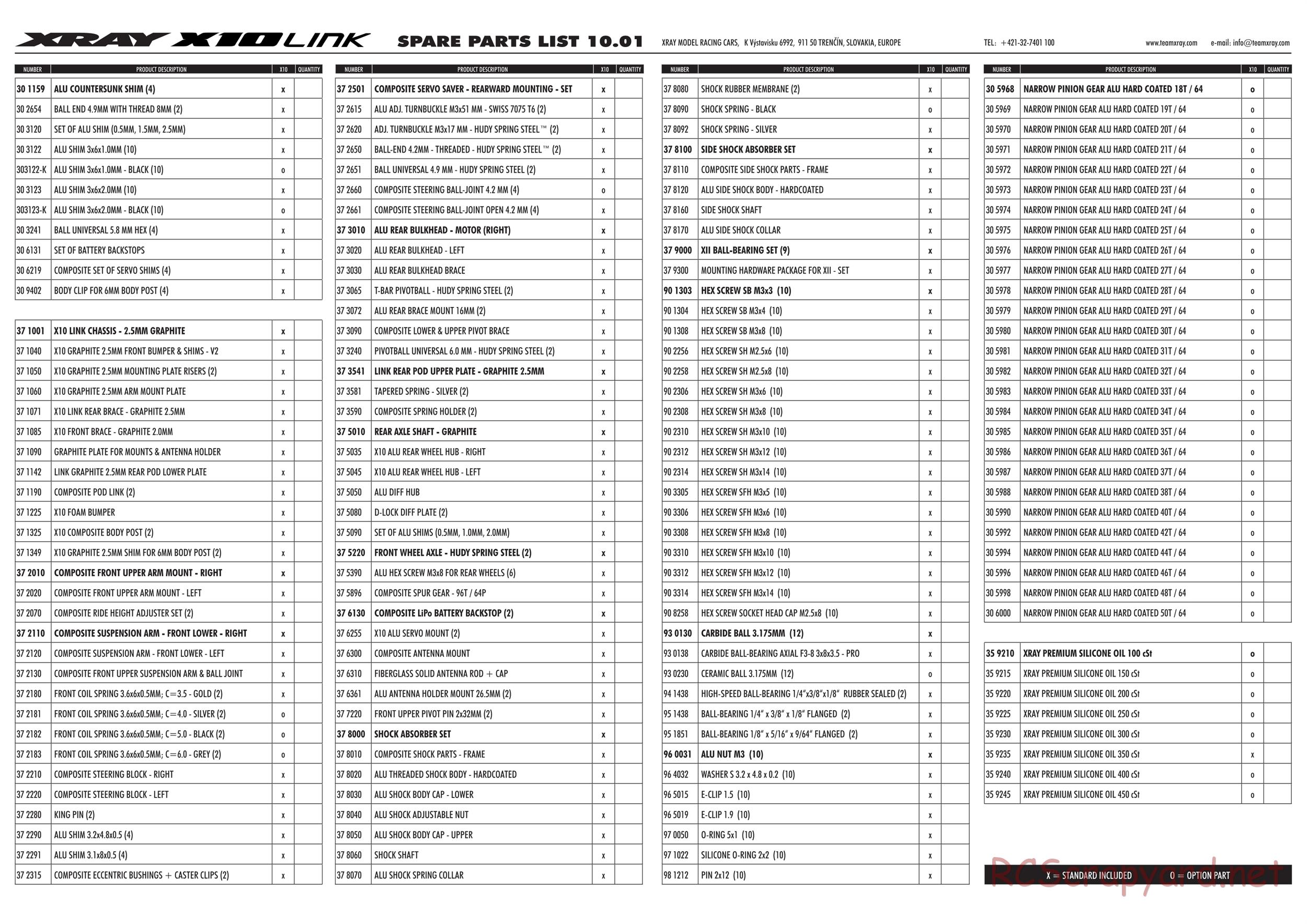 Xray - X10 Link - Parts