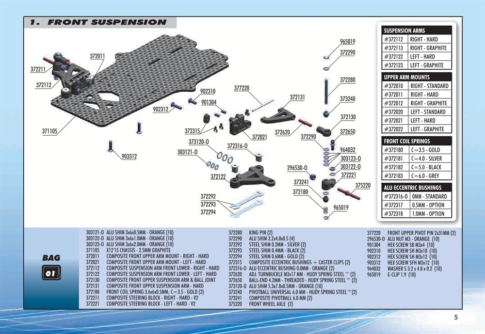 Xray - X12 2015 Specs (X12'15) - Manual - Page 5
