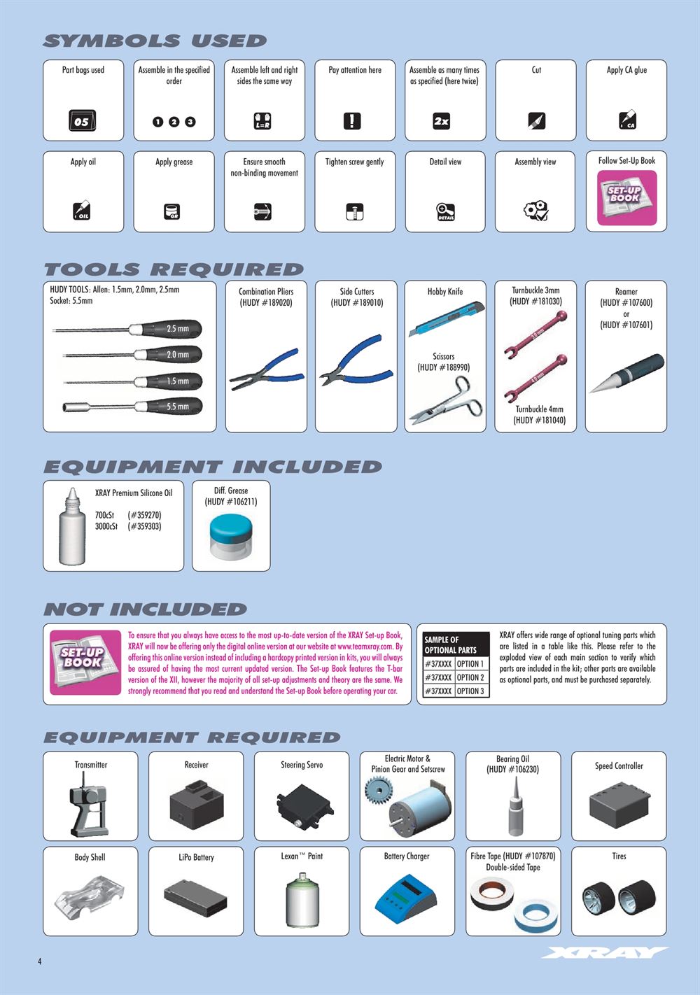 Xray - X12 2016 Specs (X12'16) - Manual - Page 4