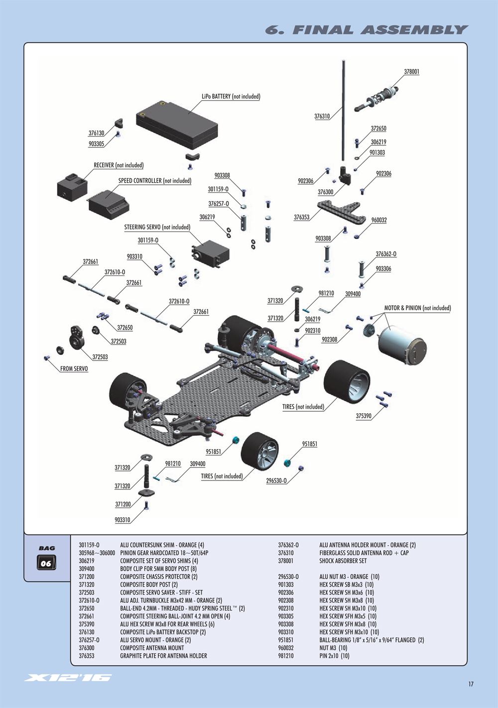 Xray - X12 2016 Specs (X12'16) - Manual - Page 17