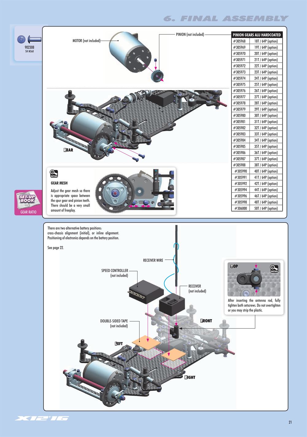 Xray - X12 2016 Specs (X12'16) - Manual - Page 21