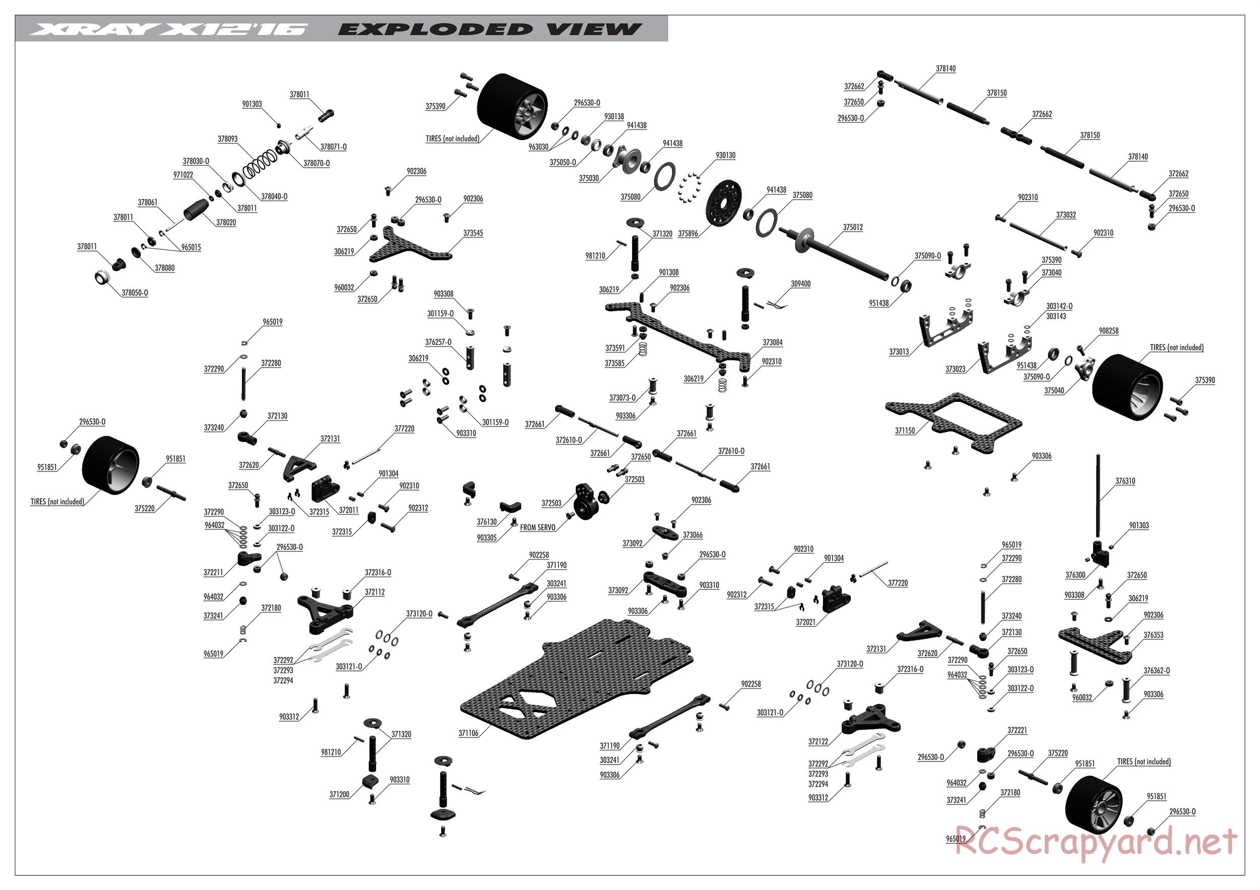 Xray - X12 2016 Specs (X12'16) - Exploded View