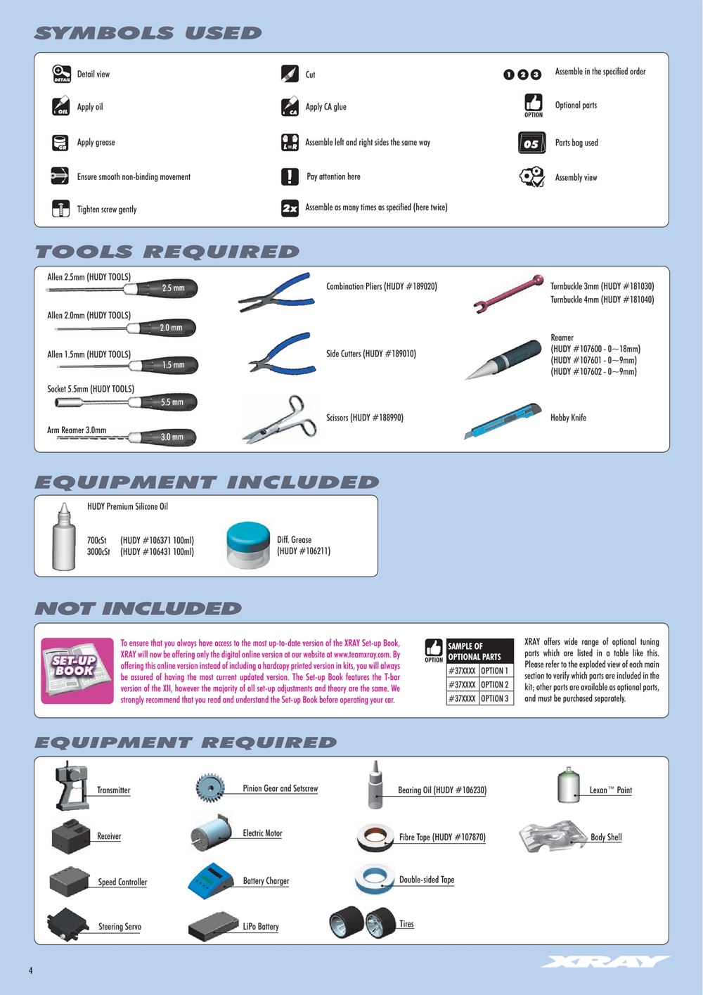 Xray - X12 2017 Specs (X12'17) - Manual - Page 4