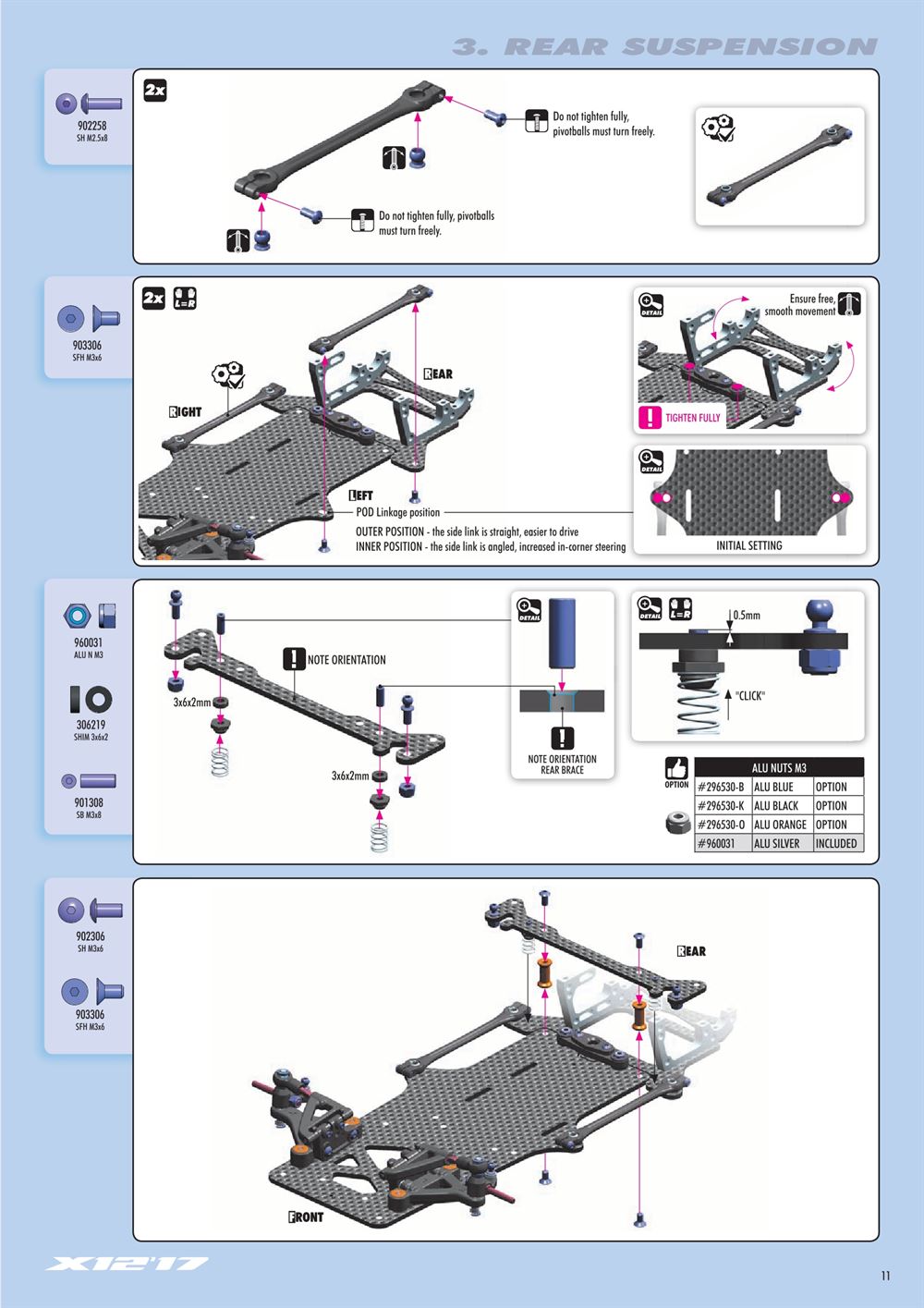 Xray - X12 2017 Specs (X12'17) - Manual - Page 11
