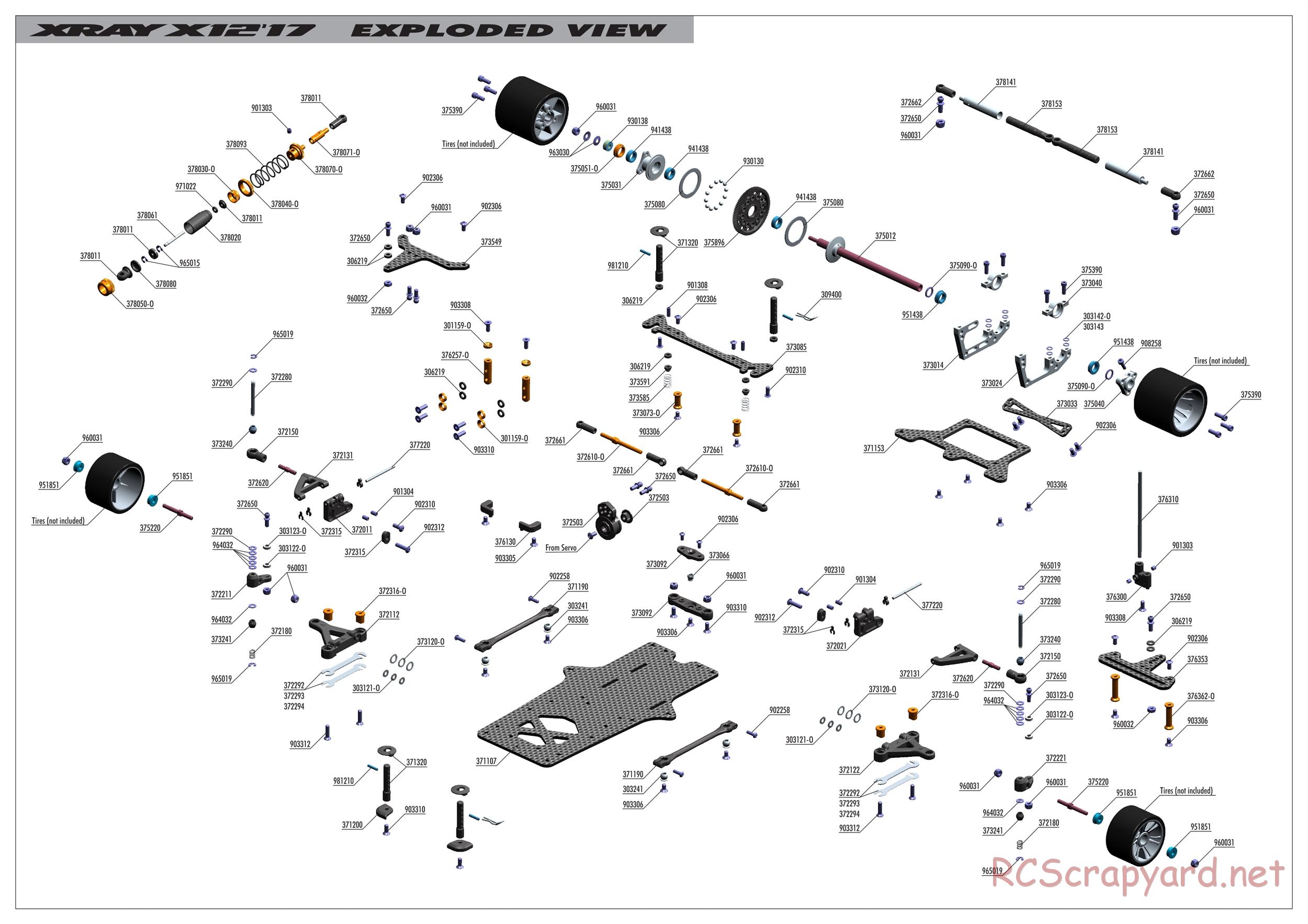 Xray - X12 2017 Specs (X12'17) - Exploded View