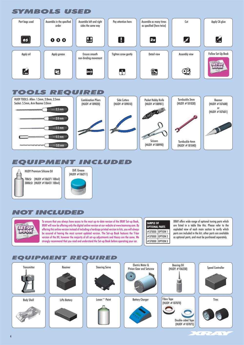 Xray - X12 2018 EU Specs (X12'18 EU) - Manual - Page 4
