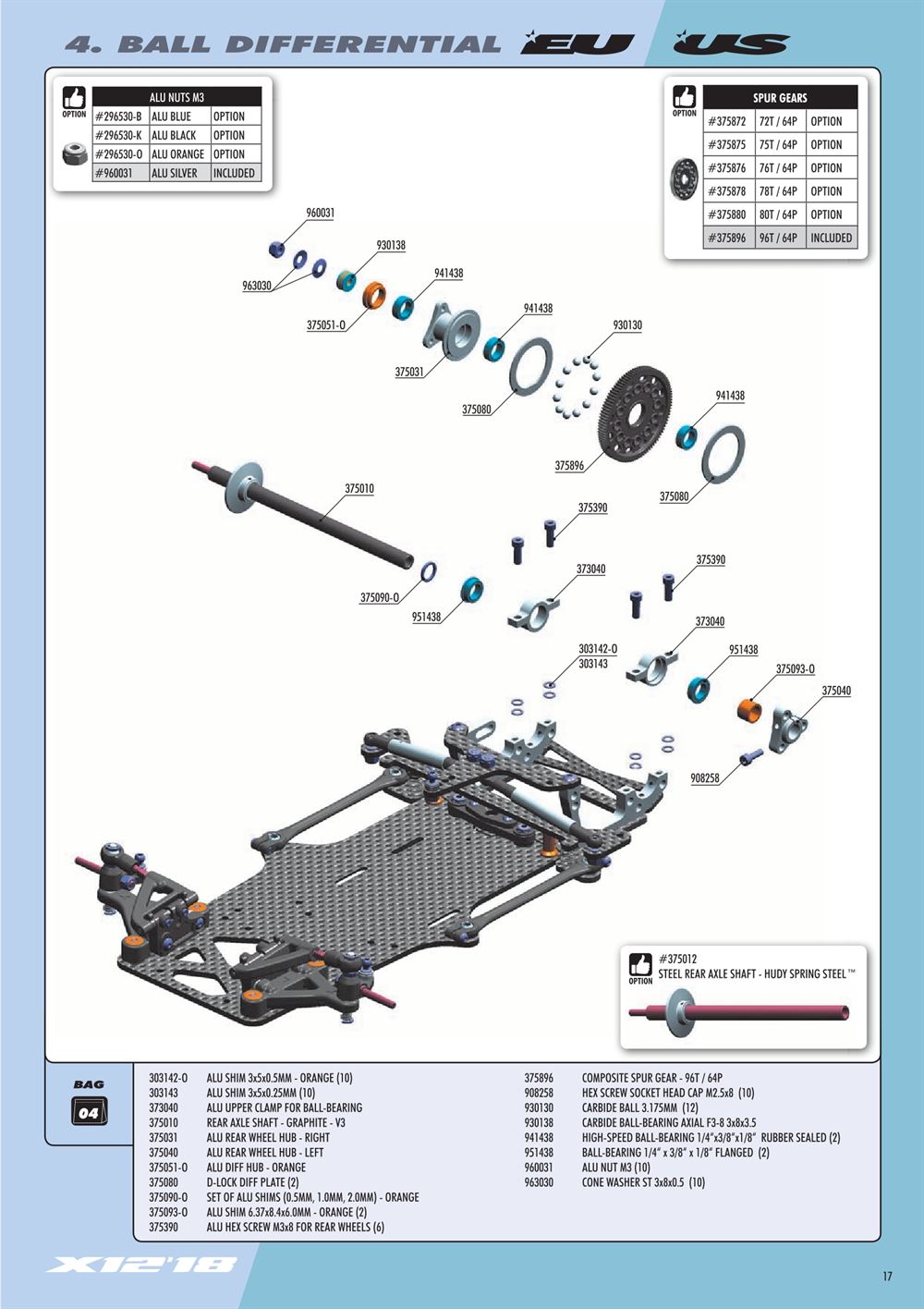 Xray - X12 2018 EU Specs (X12'18 EU) - Manual - Page 17