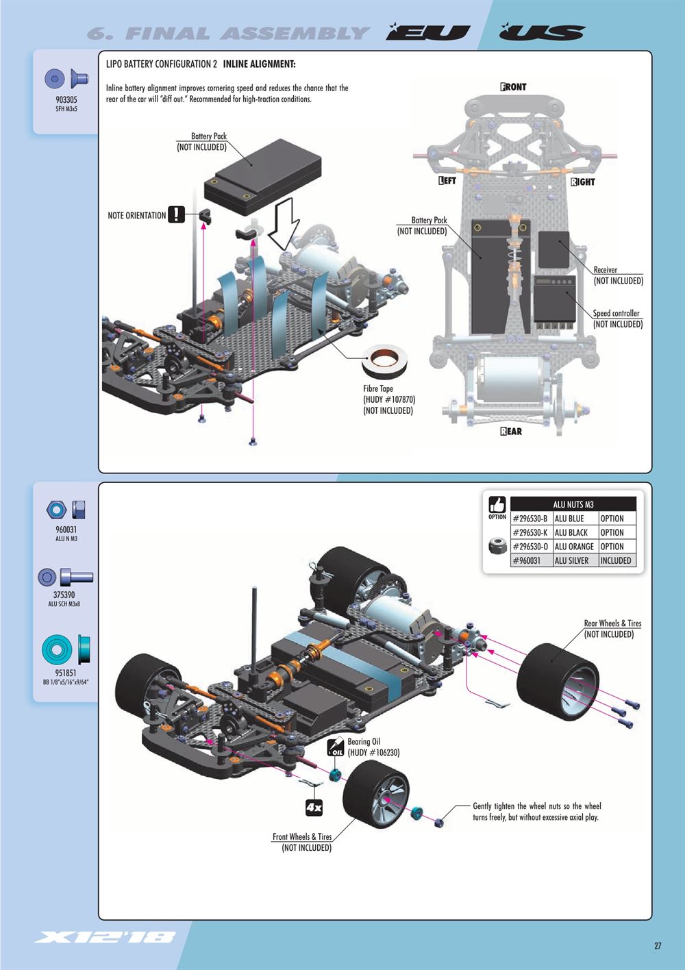 Xray - X12 2018 EU Specs (X12'18 EU) - Manual - Page 27