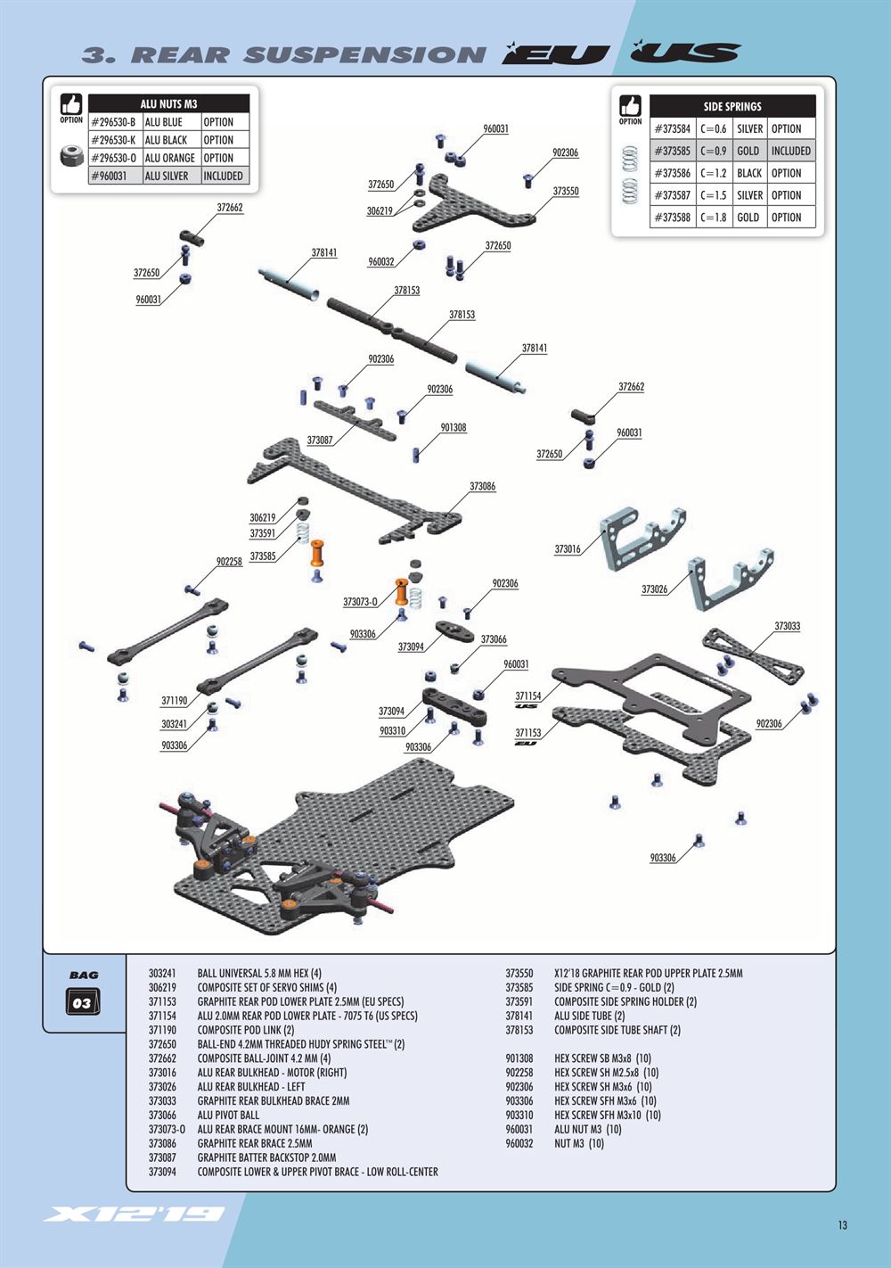 Xray - X12 2019 US Specs (X12'19 US) - Manual - Page 13