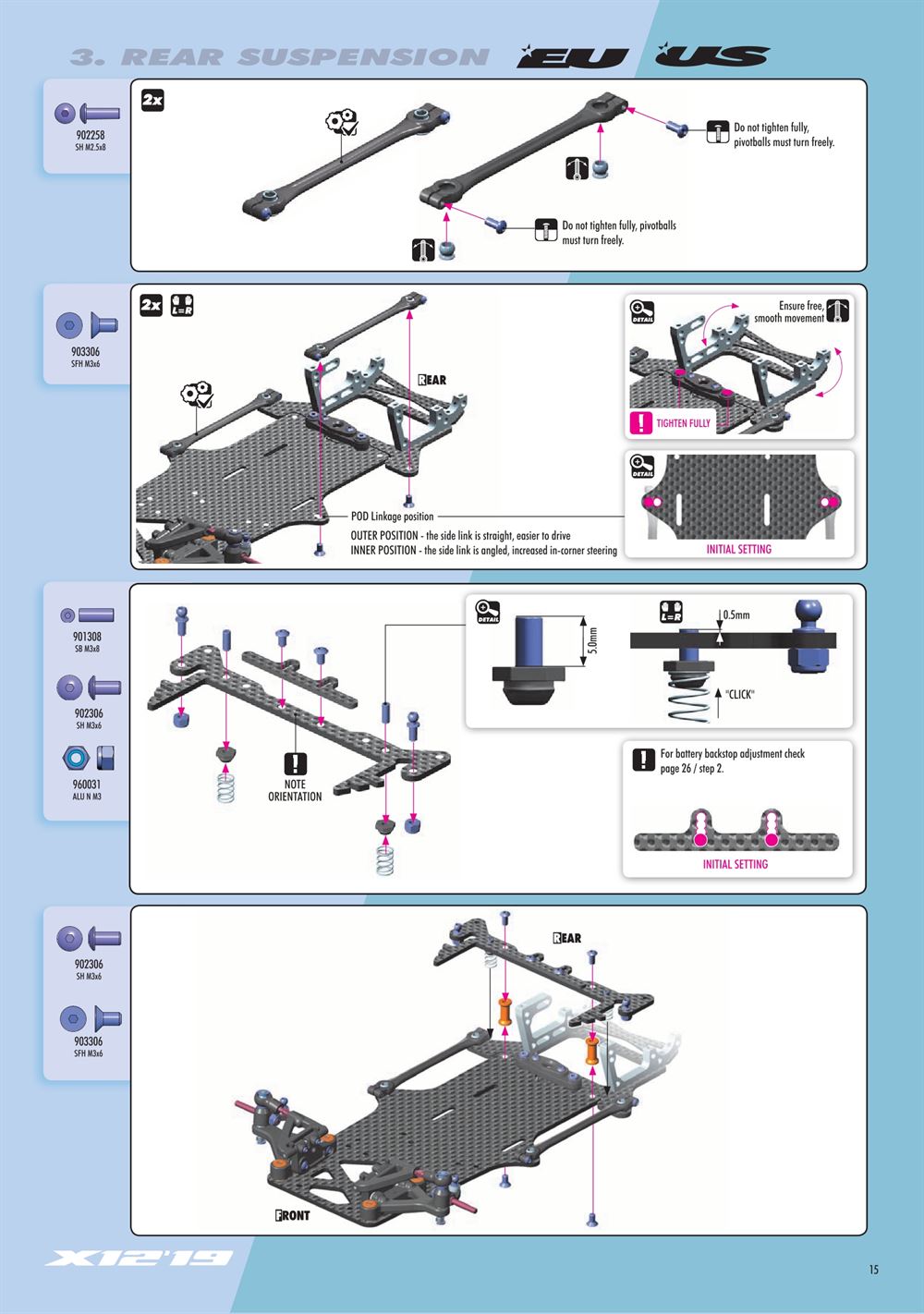Xray - X12 2019 US Specs (X12'19 US) - Manual - Page 15