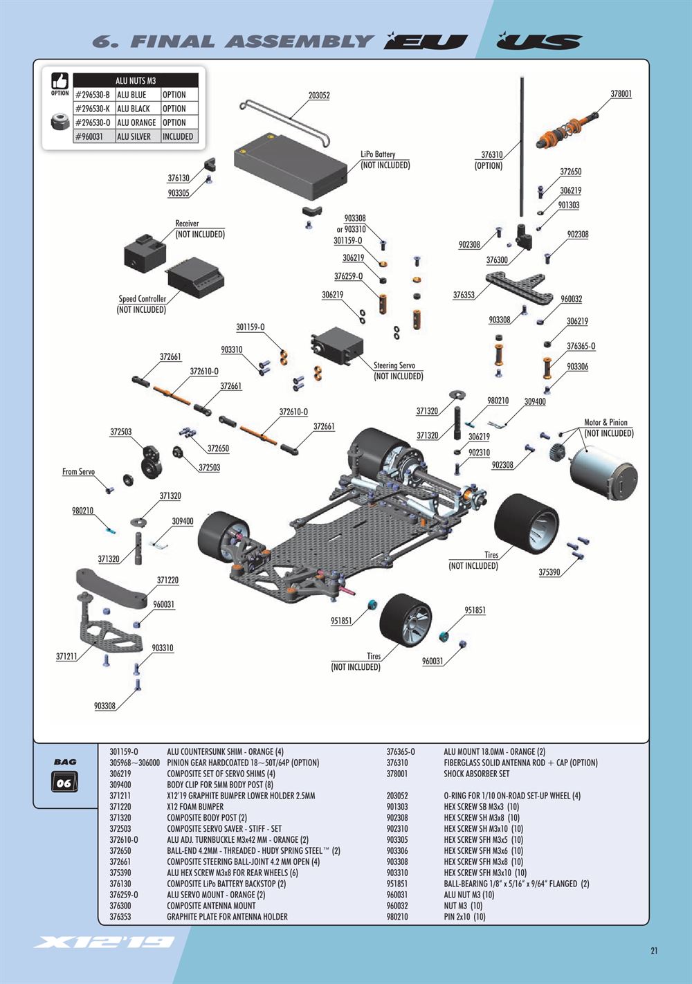 Xray - X12 2019 US Specs (X12'19 US) - Manual - Page 21