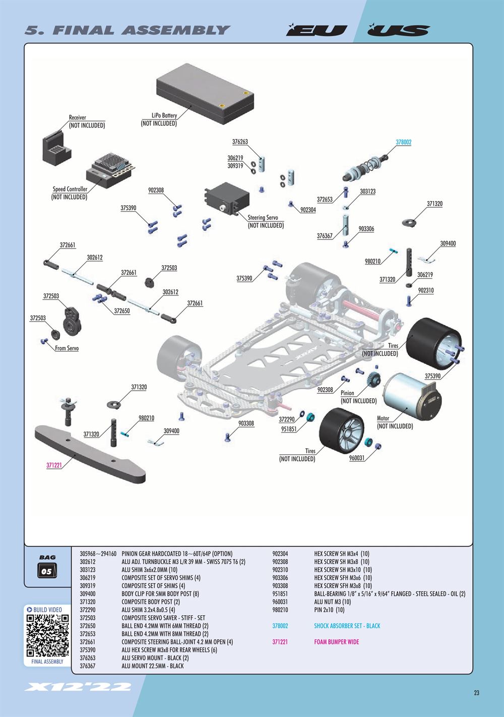 Xray - X12 2022 EU Specs (X12'22 EU) - Manual - Page 23