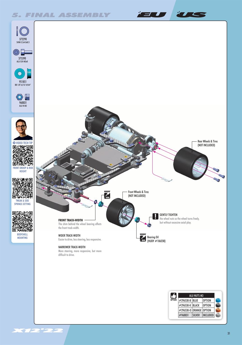 Xray - X12 2022 EU Specs (X12'22 EU) - Manual - Page 31