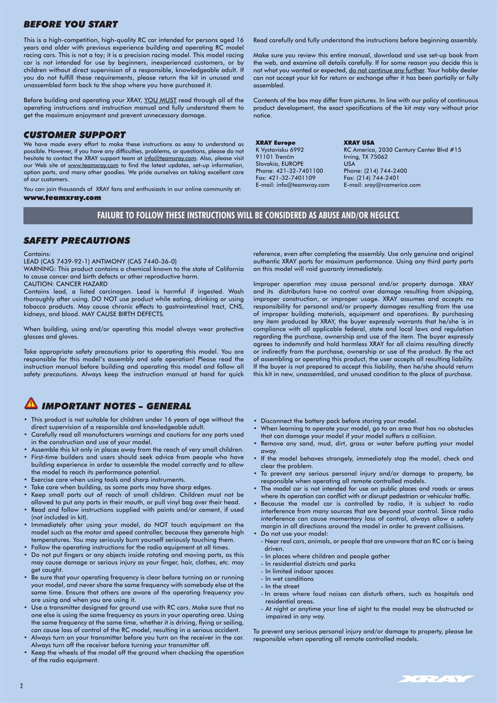 Xray - X4 2023 (X4'23) - Manual - Page 2