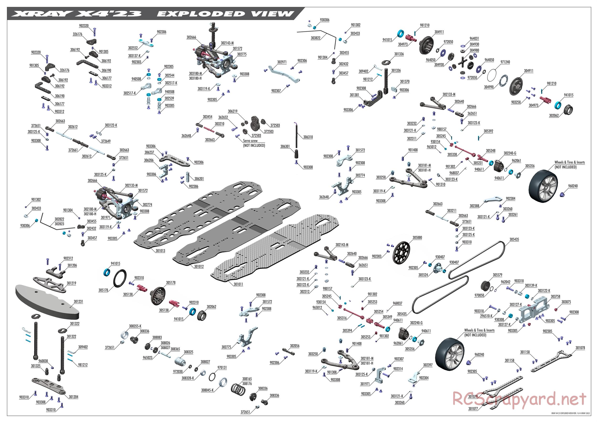 Xray - X4 2023 (X4'23) - Exploded View