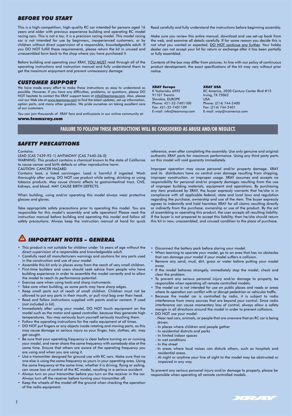Xray - X4 2024 (X4'24) - Manual - Page 2
