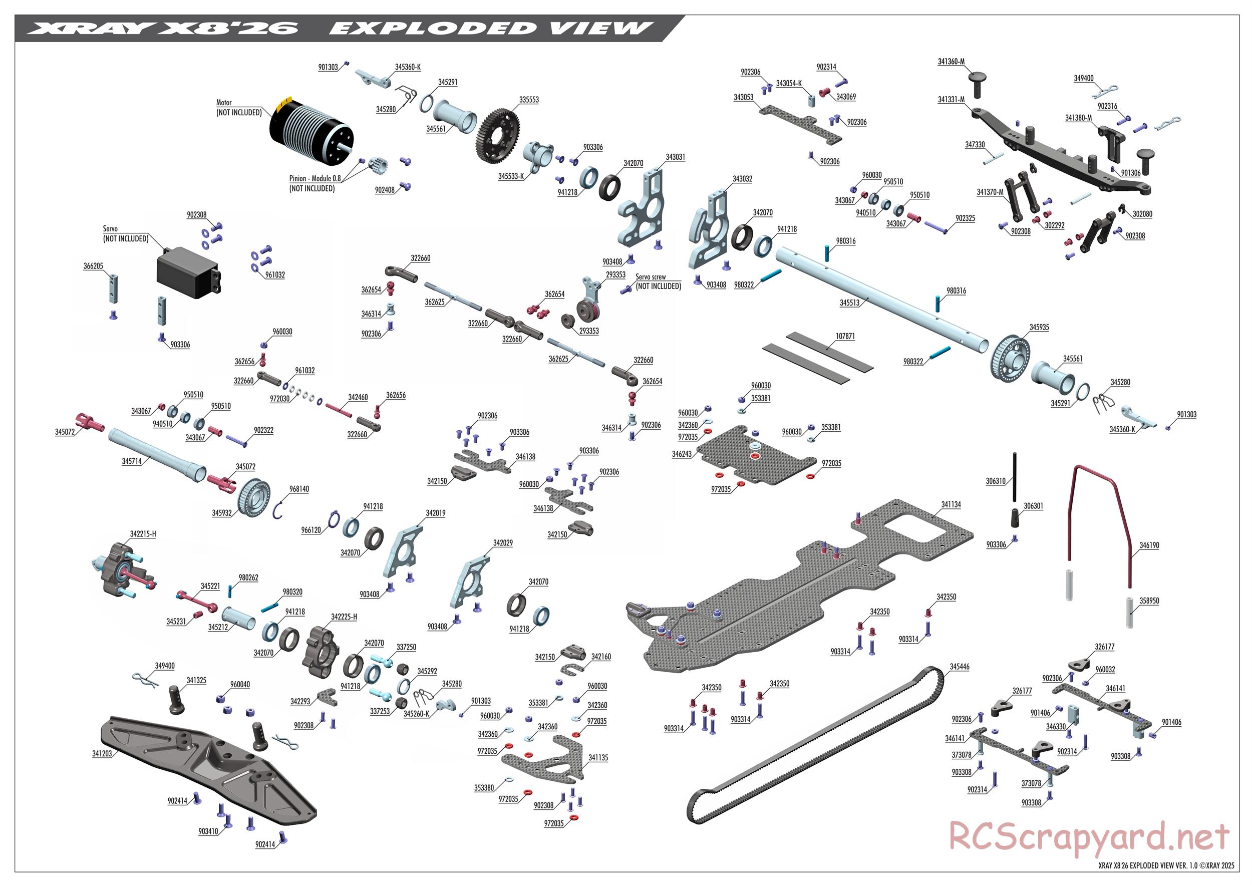 Xray - X8 2026 (X8'26) - Exploded View