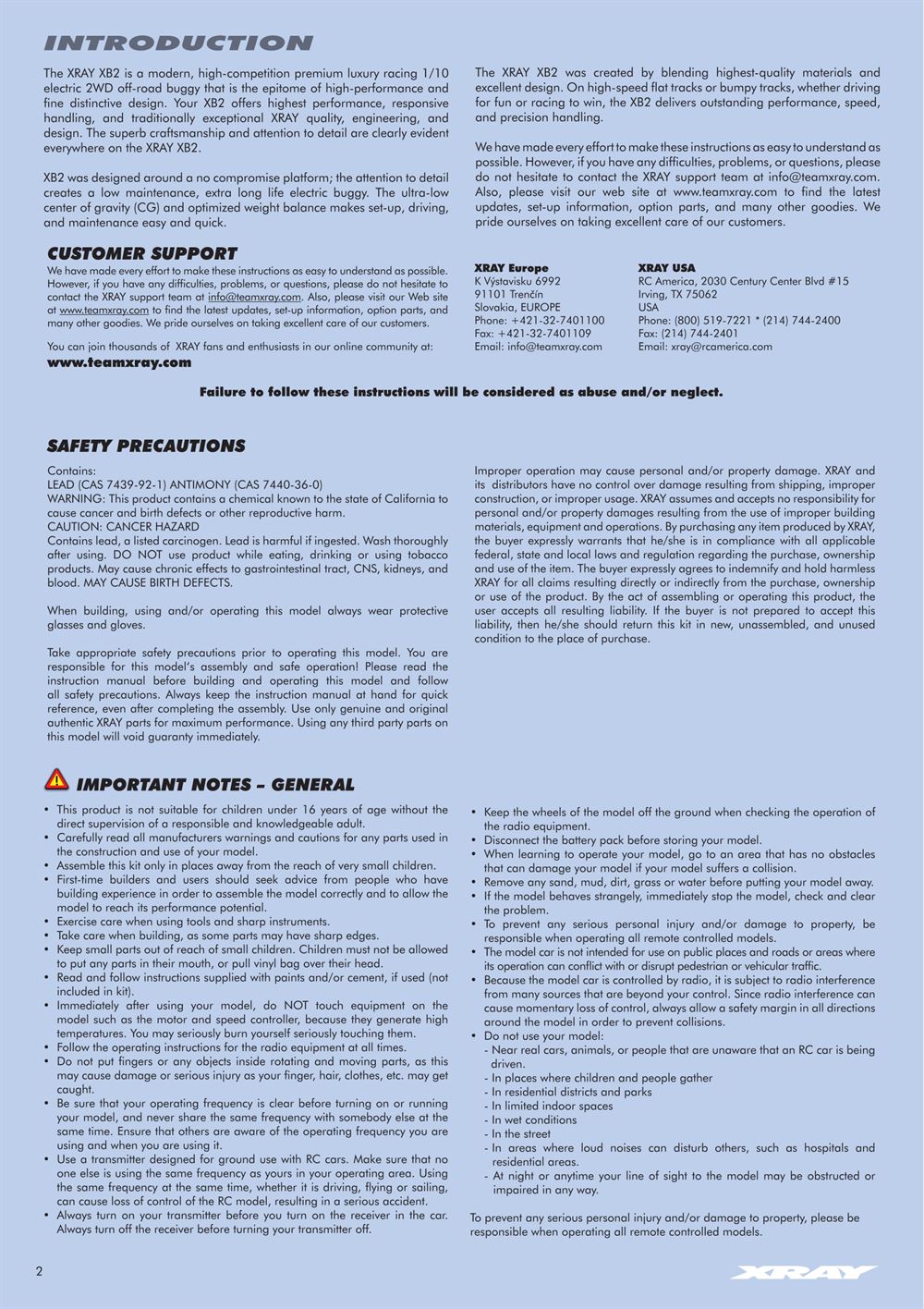 Xray - XB2 2015 (XB2C'15) - Manual - Page 2