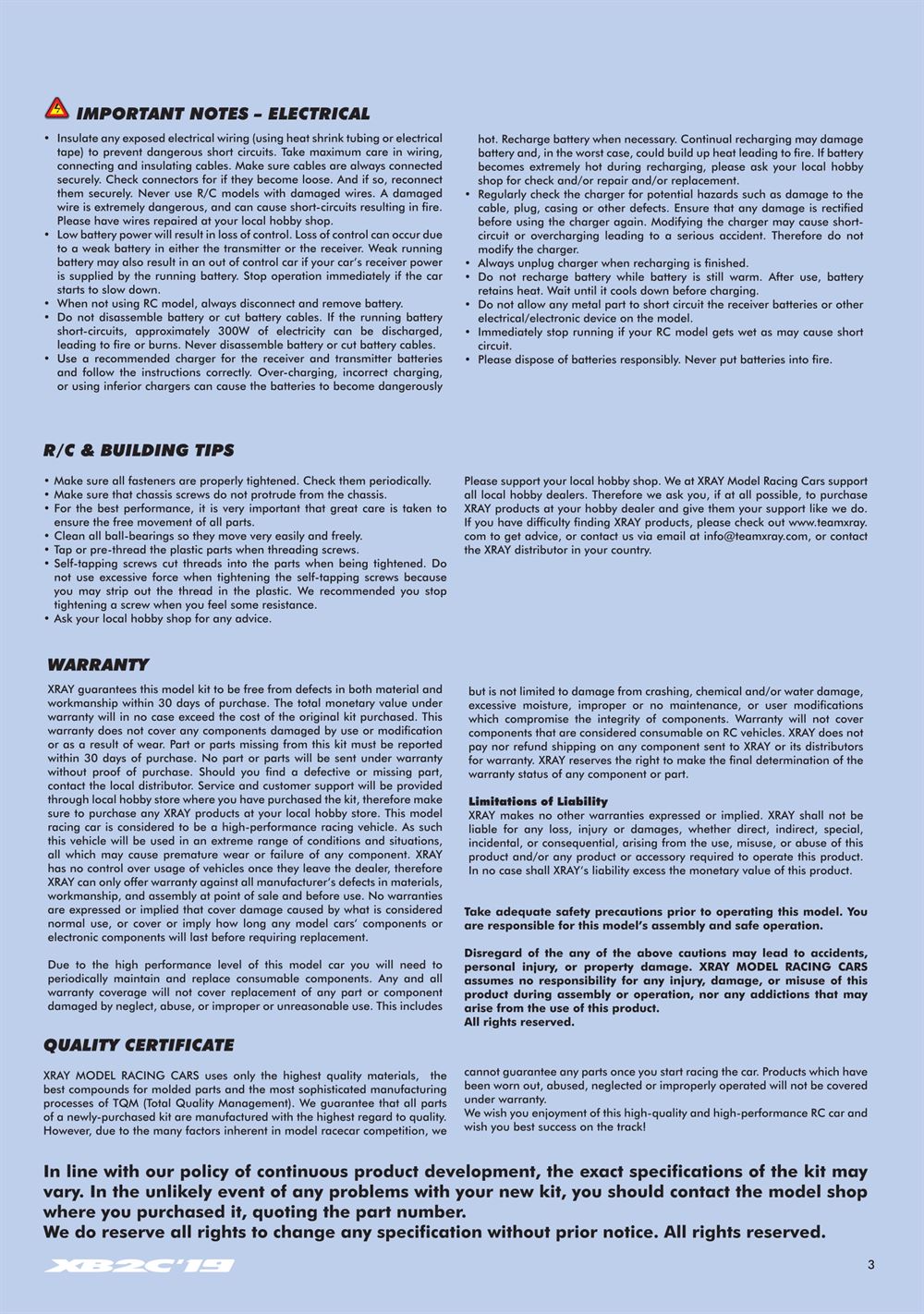 Xray - XB2C 2019 (XB2C'19) - Manual - Page 3