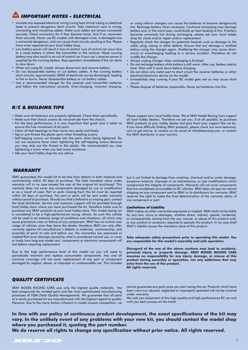 Xray - XB2C 2020 (XB2C'20) - Manual - Page 3