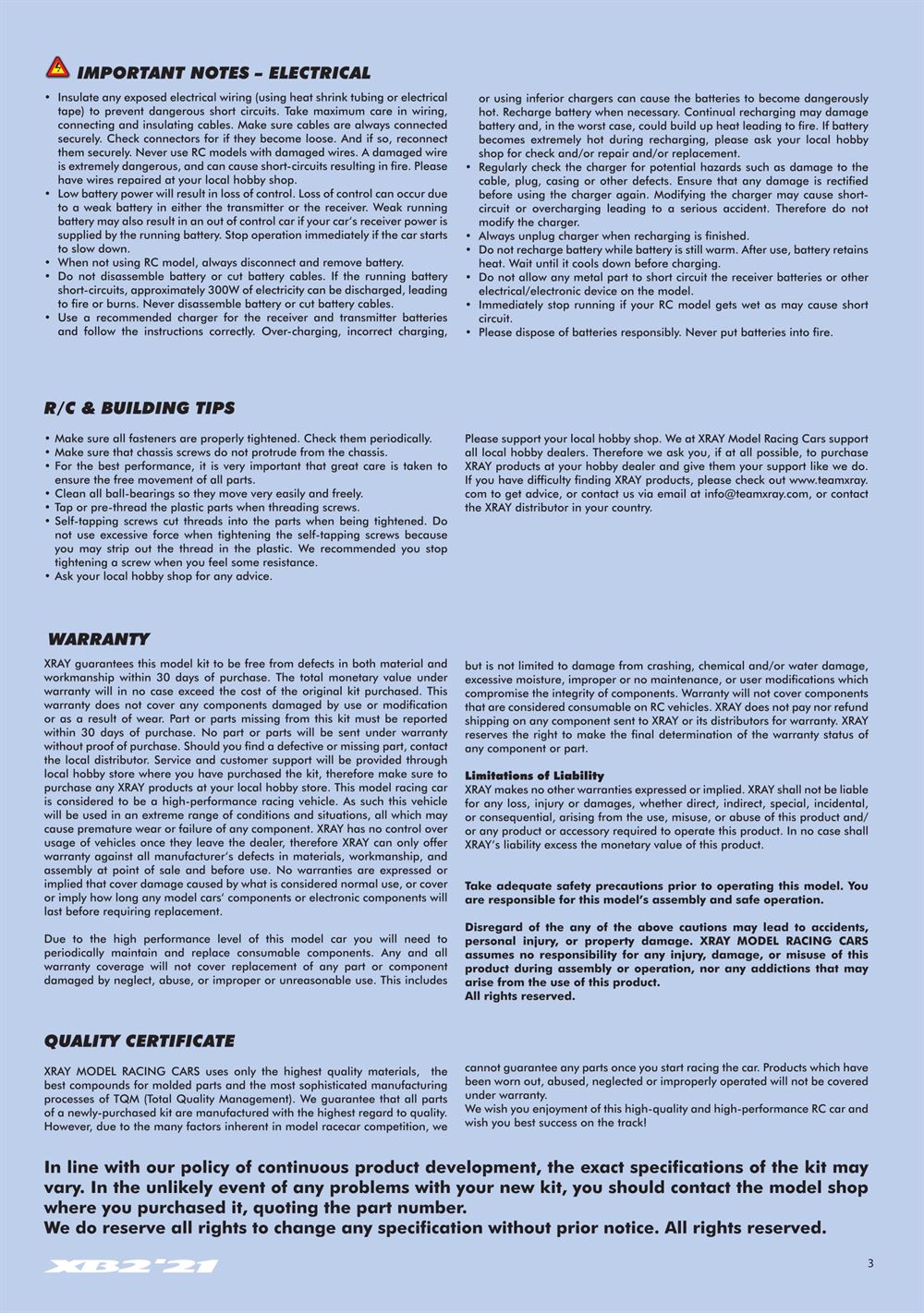 Xray - XB2C 2021 (XB2C'21) - Manual - Page 3