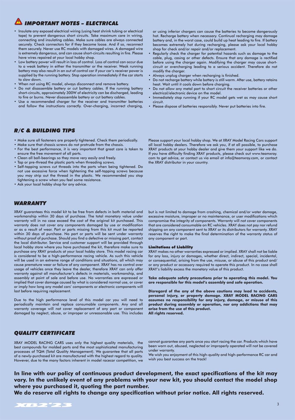 Xray - XB2C 2023 (XB2C'23) - Manual - Page 3