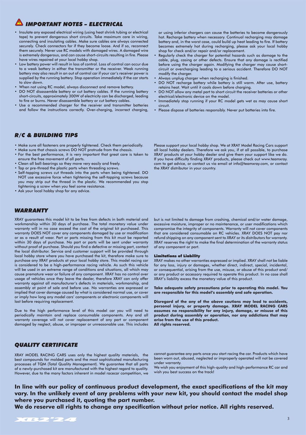 Xray - XB2C 2024 (XB2C'24) - Manual - Page 3