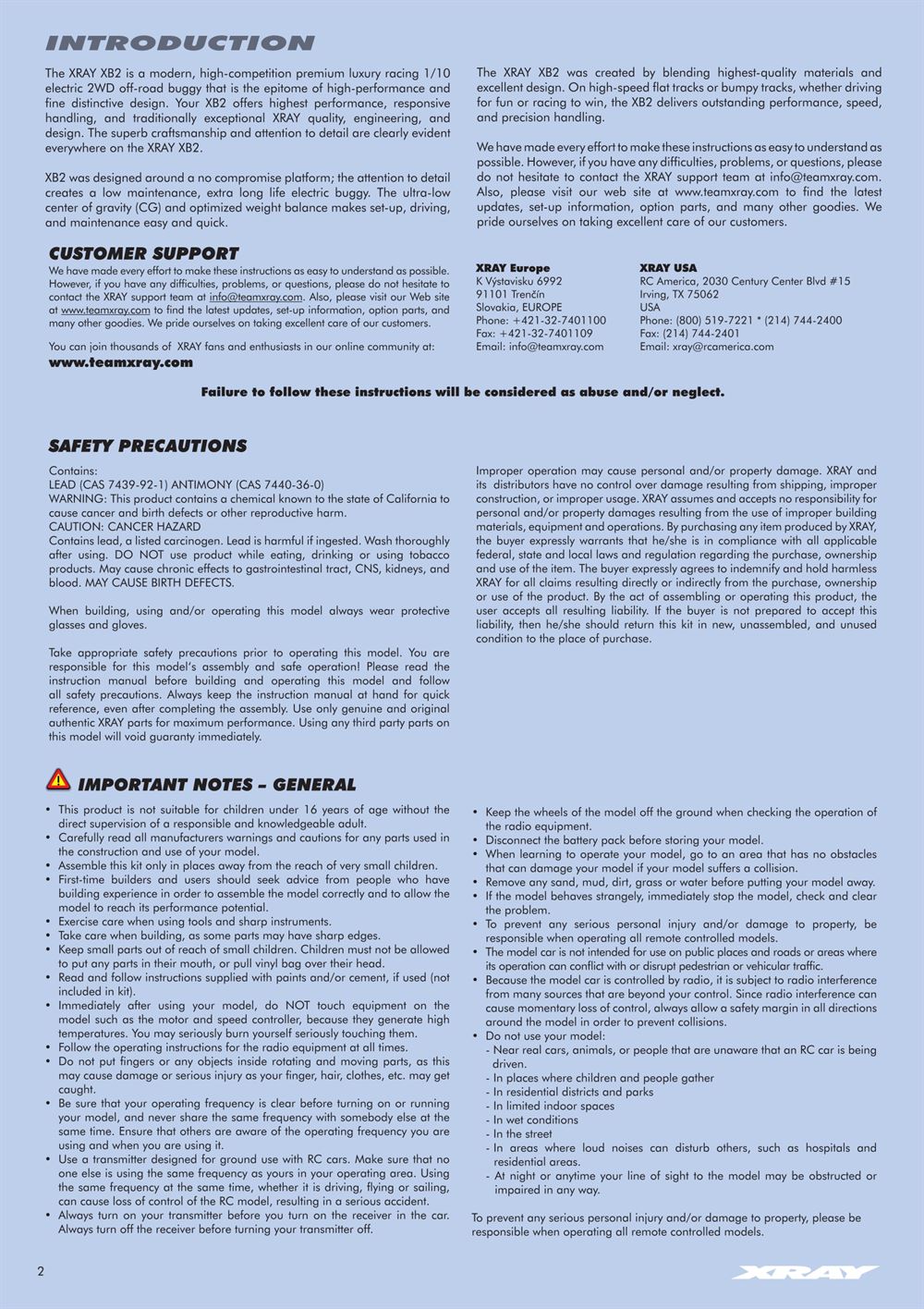 Xray - XB2 2016 (XB2D'16) - Manual - Page 2
