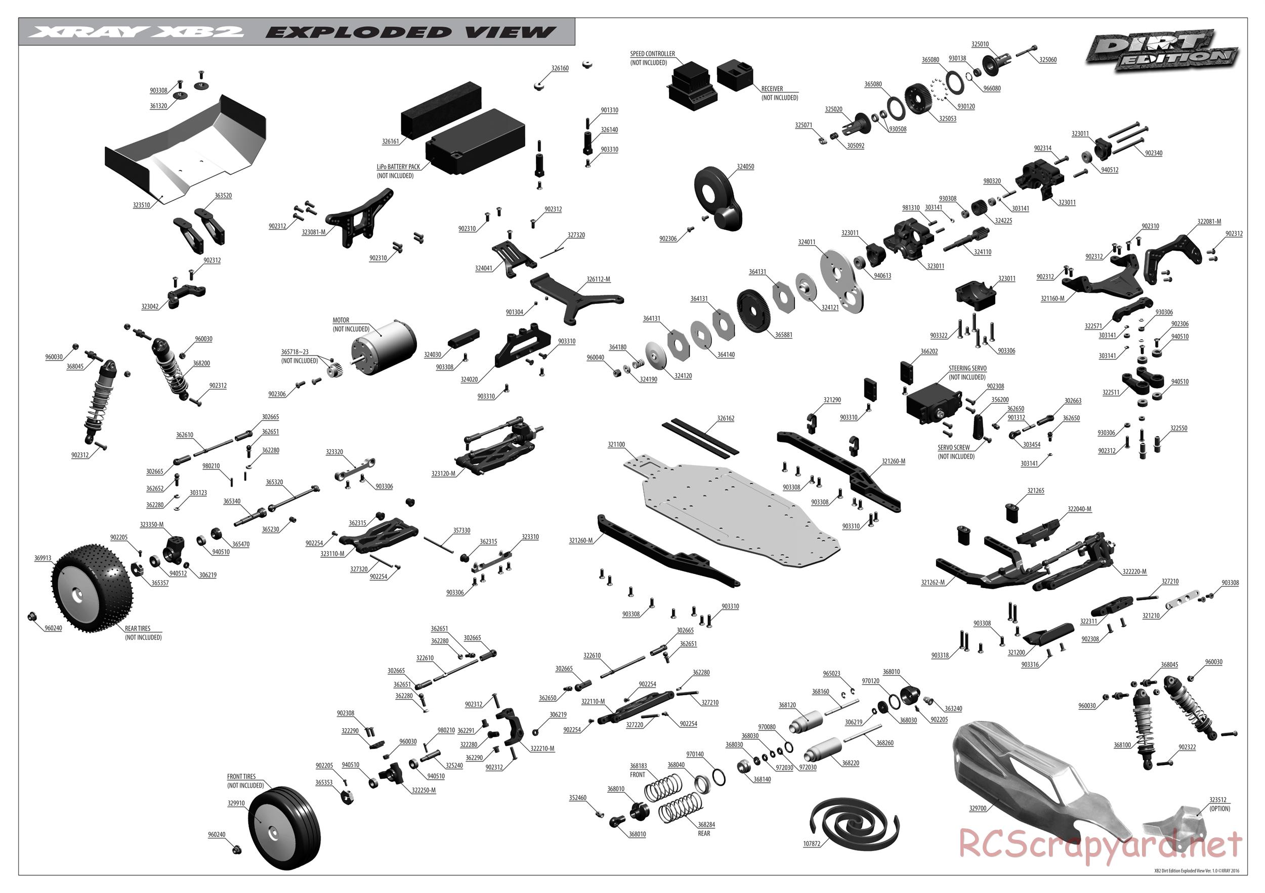 Xray - XB2 2016 (XB2D'16) - Exploded View