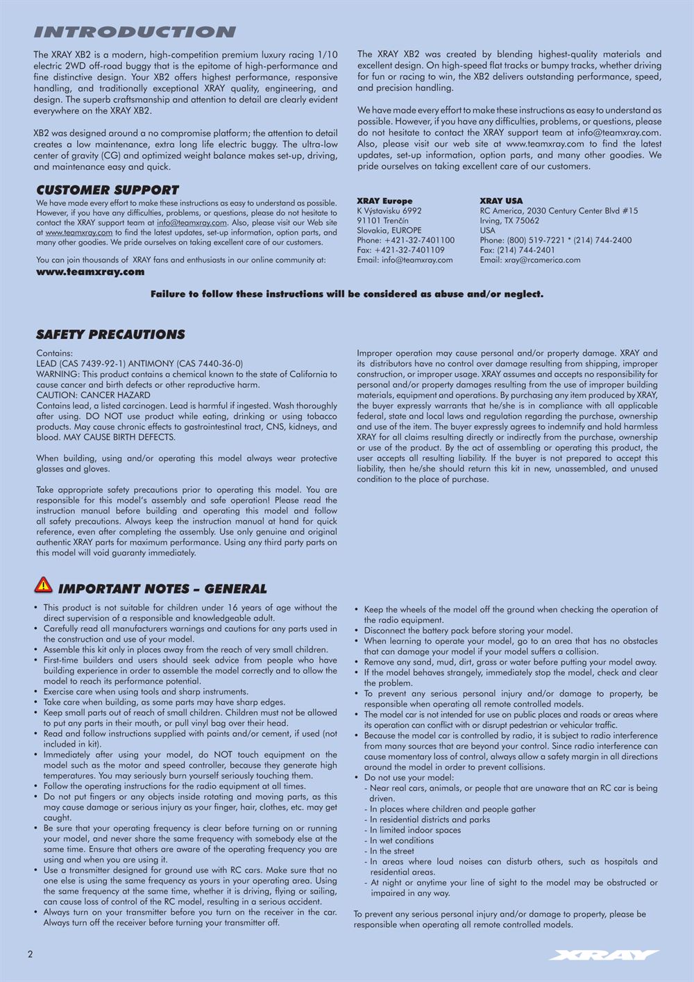 Xray - XB2 2017 (XB2D'17) - Manual - Page 2