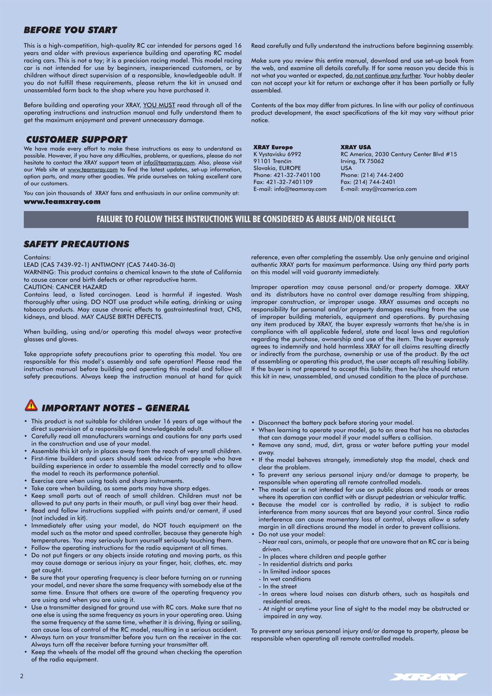 Xray - XB2D 2020 (XB2D'20) - Manual - Page 2