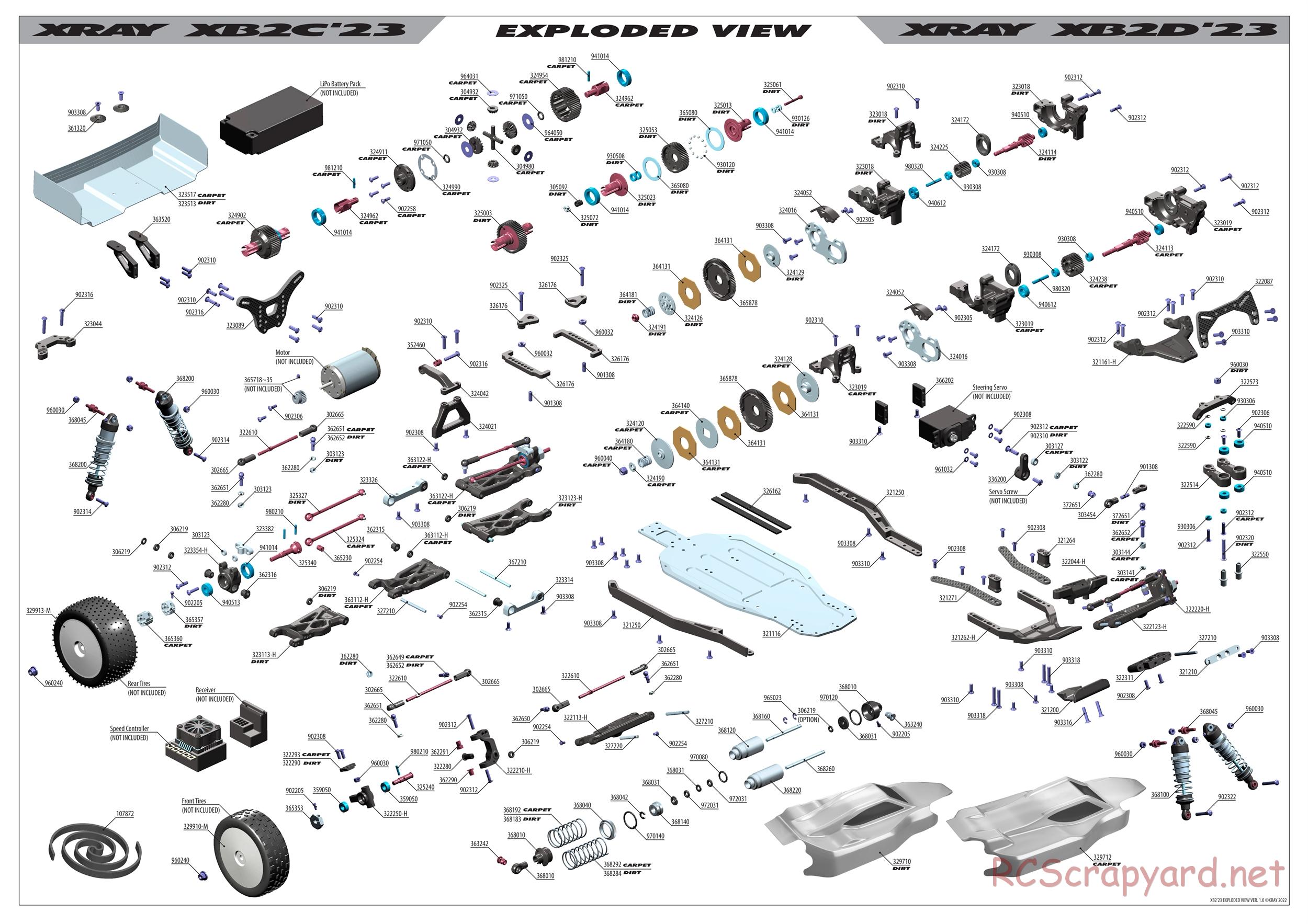 Xray - XB2D 2023 (XB2D'23) - Exploded View