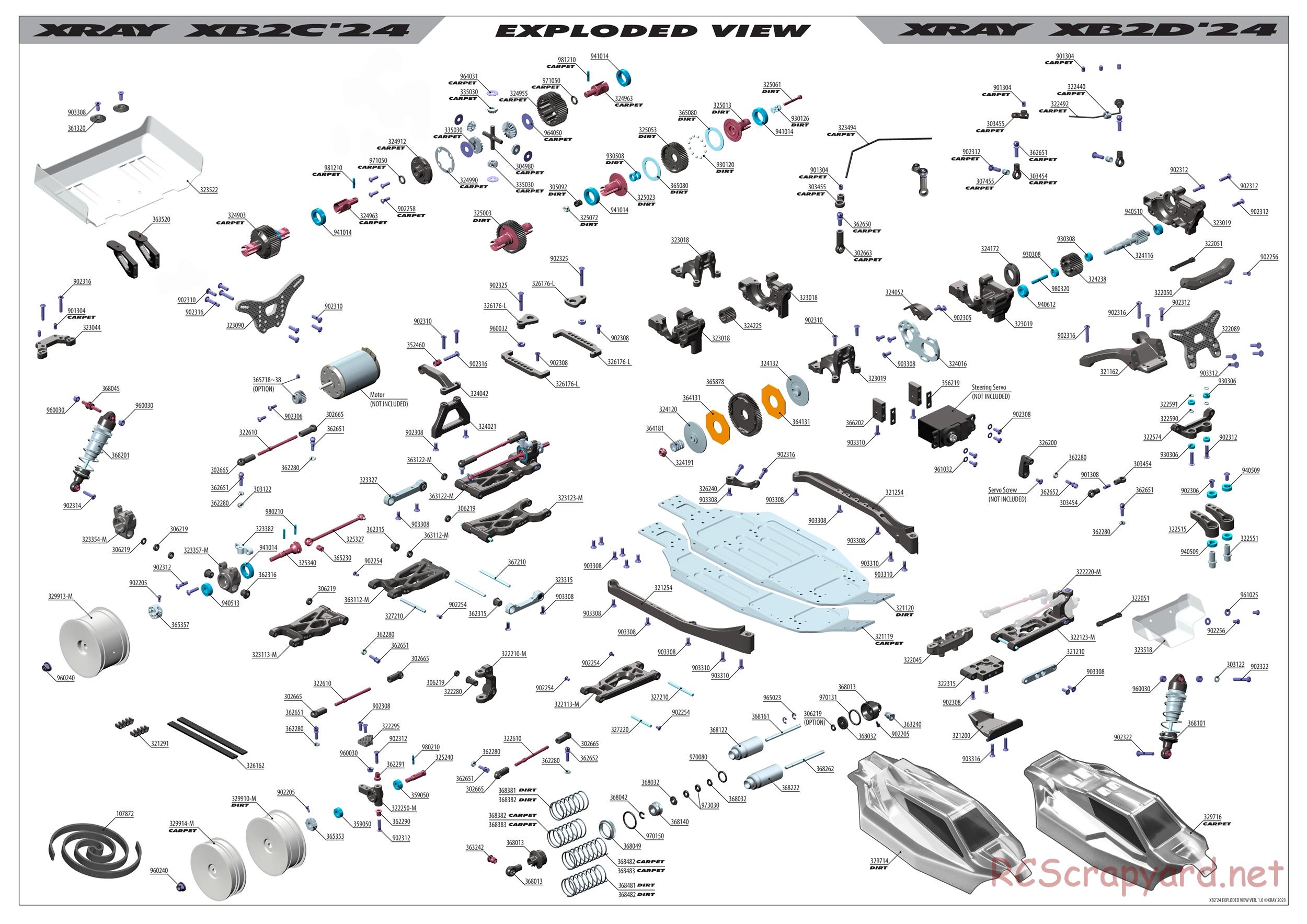 Xray - XB2D 2024 (XB2D'24) - Exploded View