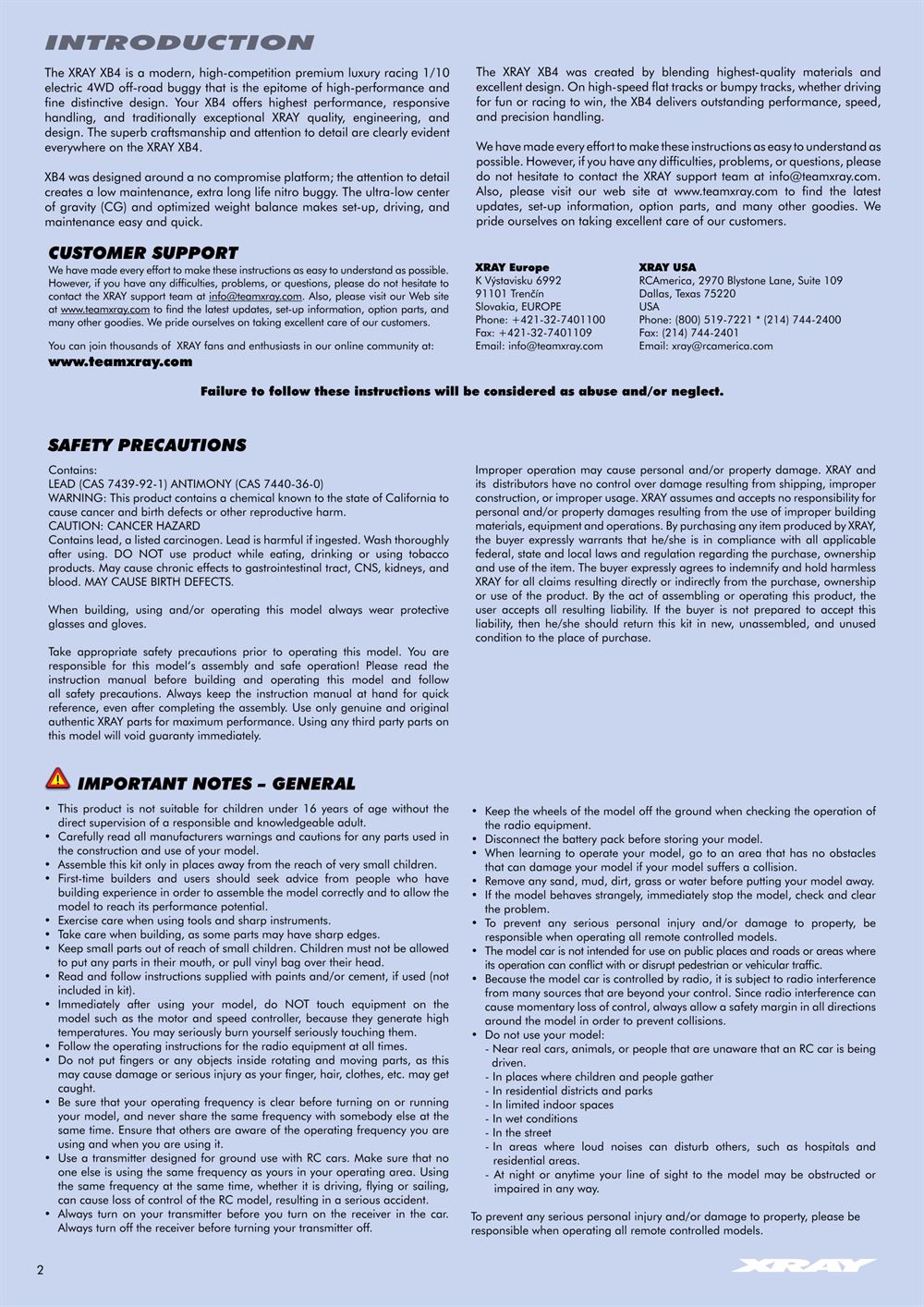Xray - XB4 2012 (XB4'12) - 4WD - Manual - Page 2