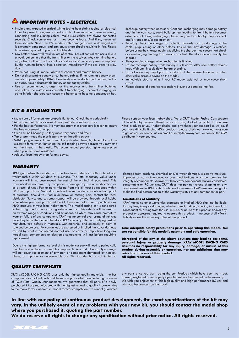 Xray - XB4 2012 (XB4'12) - 4WD - Manual - Page 3